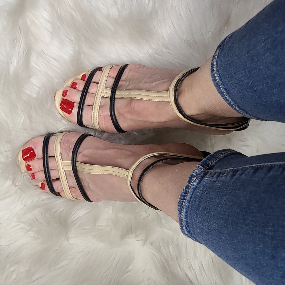 High Heel Sandals Size 9 Nude Black Strappy Classic Everyday Neutral Summer Cute